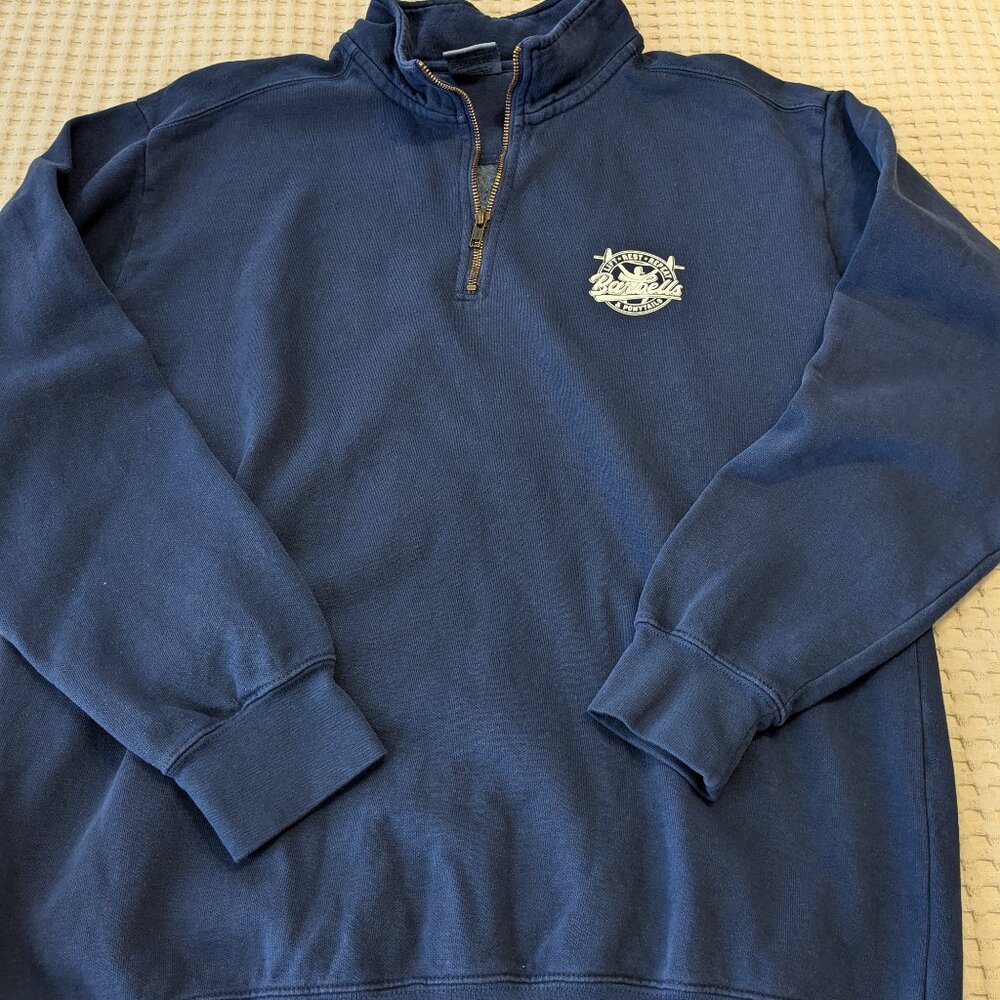 Quarter-Zip Navy Pullover Sweatshirt with Chest Logo